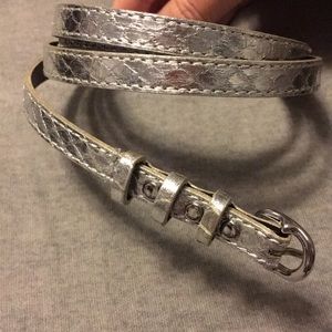 J. Crew silver genuine leather belt Sz M